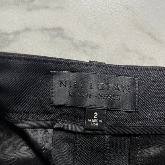 Nili Lotan black wool "Leo" tapered leg pants with piping 2 - Picture 5 of 9